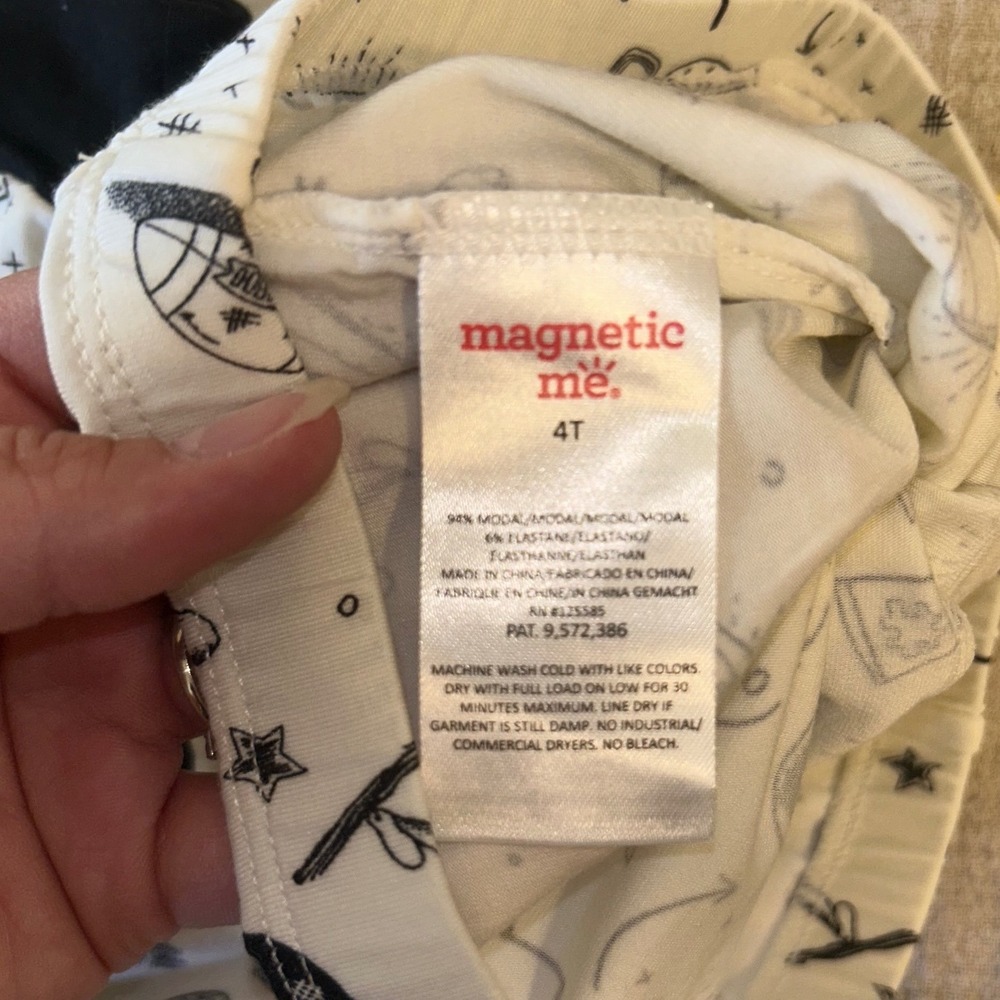 Magnetic Me Kids Game Day Football Modal Pajama Set Natural Black 5Y NEW - Picture 4 of 8